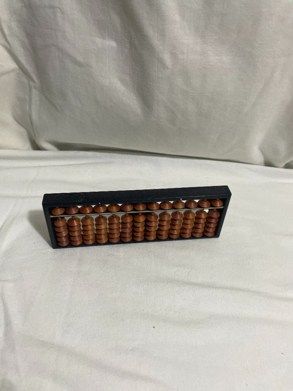 Vintage Japanese Soroban Wooden Abacus 13 Rod Black Frame Math Calculator 7.5”